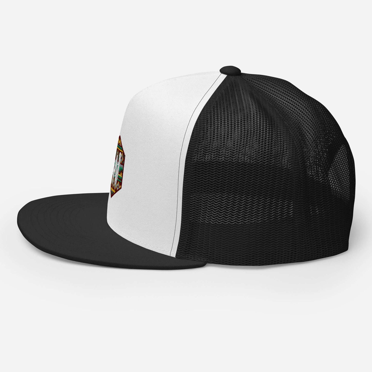 Gorra Negra y Blanca Plana Bordada - Etnica