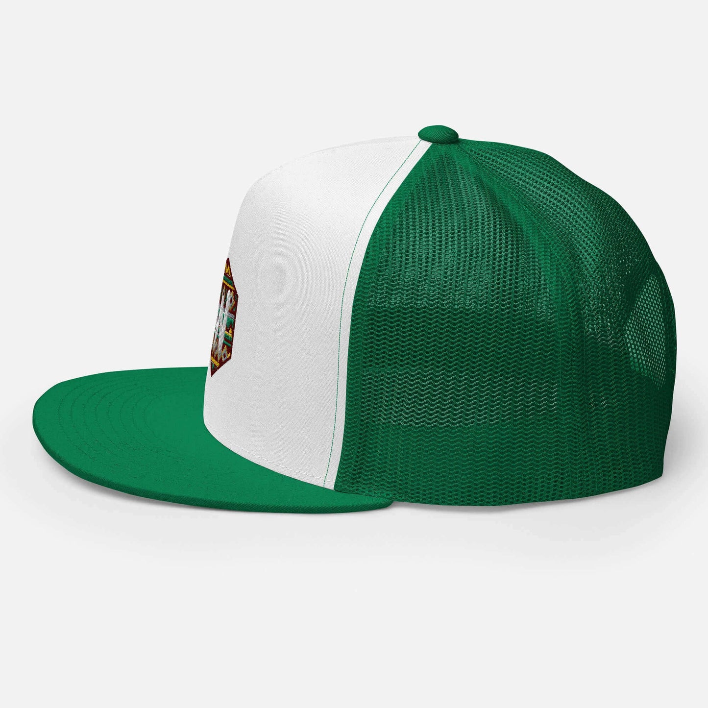 Gorra Verde y Blanca Plana Bordada - Etnica