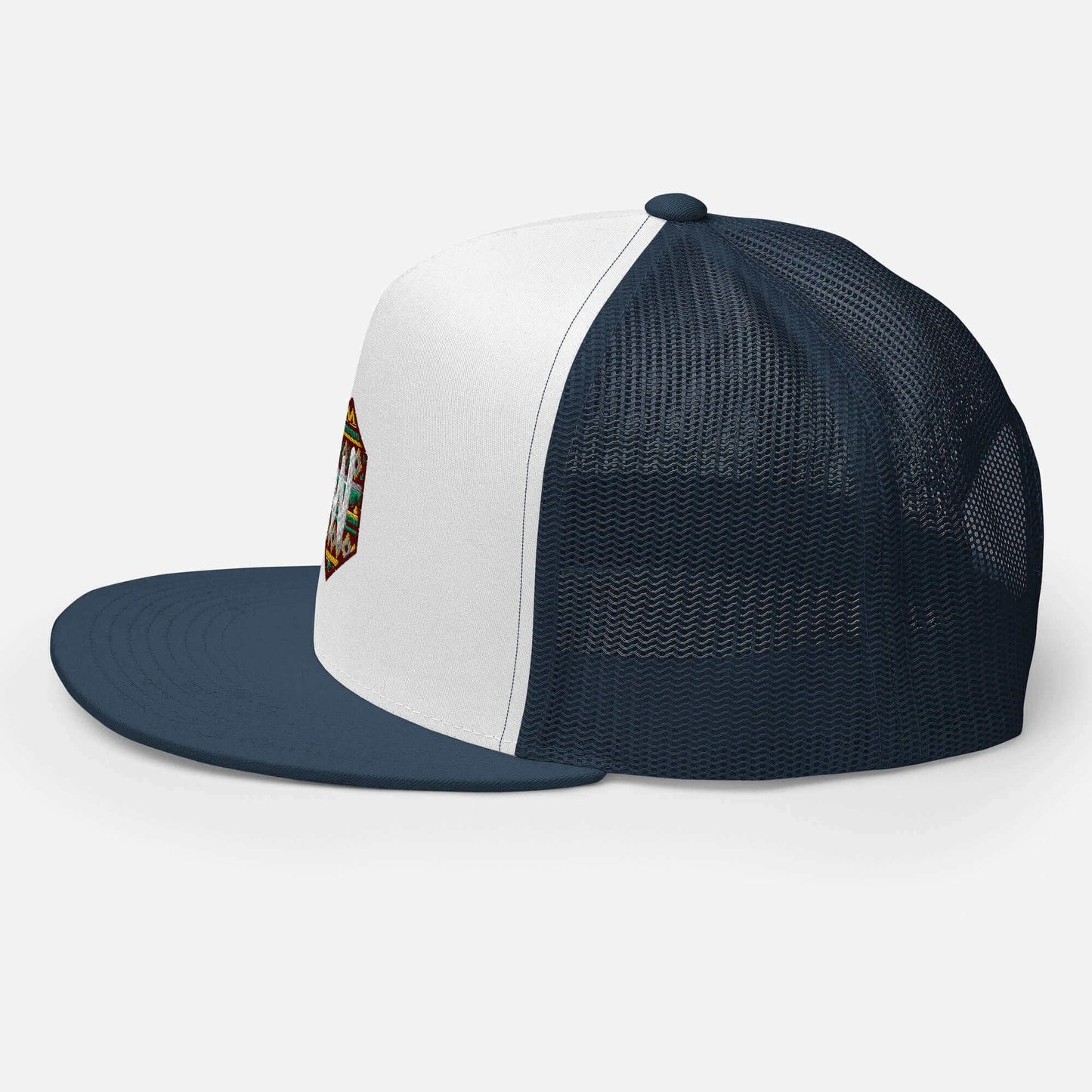 Gorra Azul y Blanca Plana Bordada - Etnica