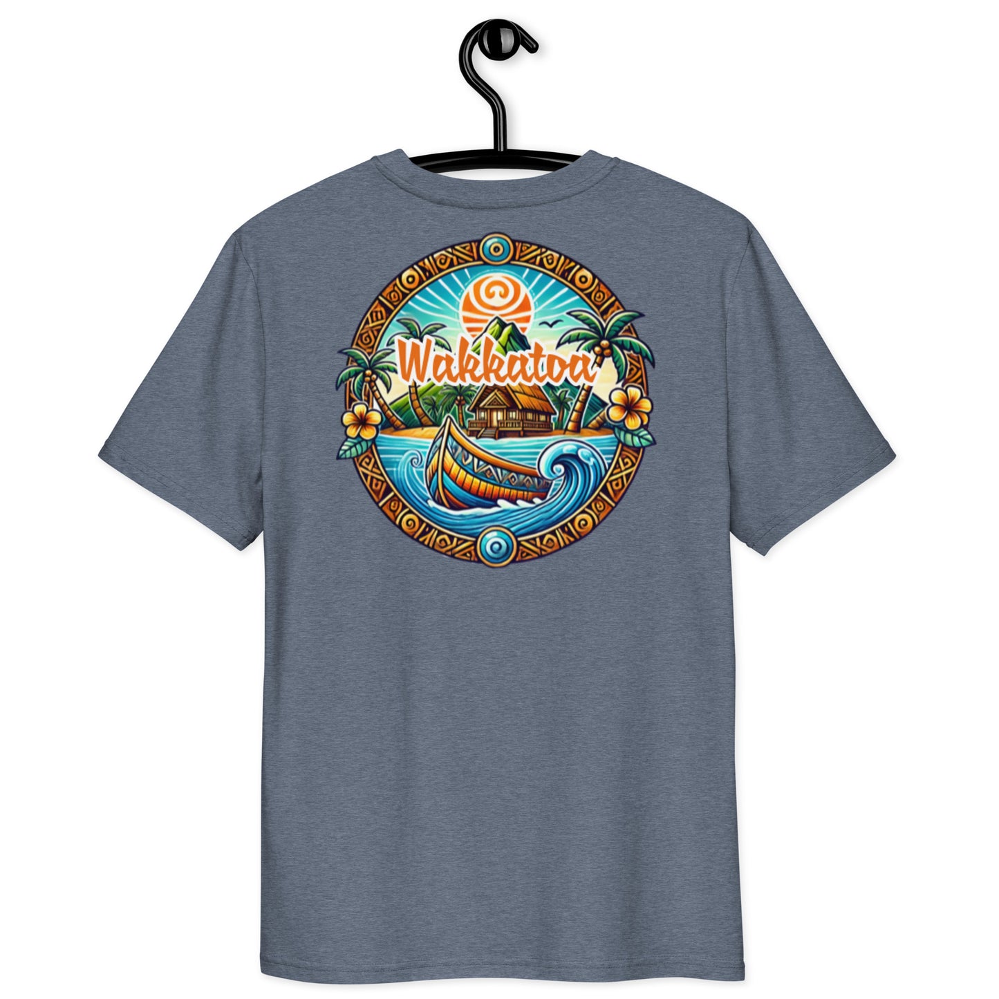 Camiseta Azul Algodon Organico -
Island back