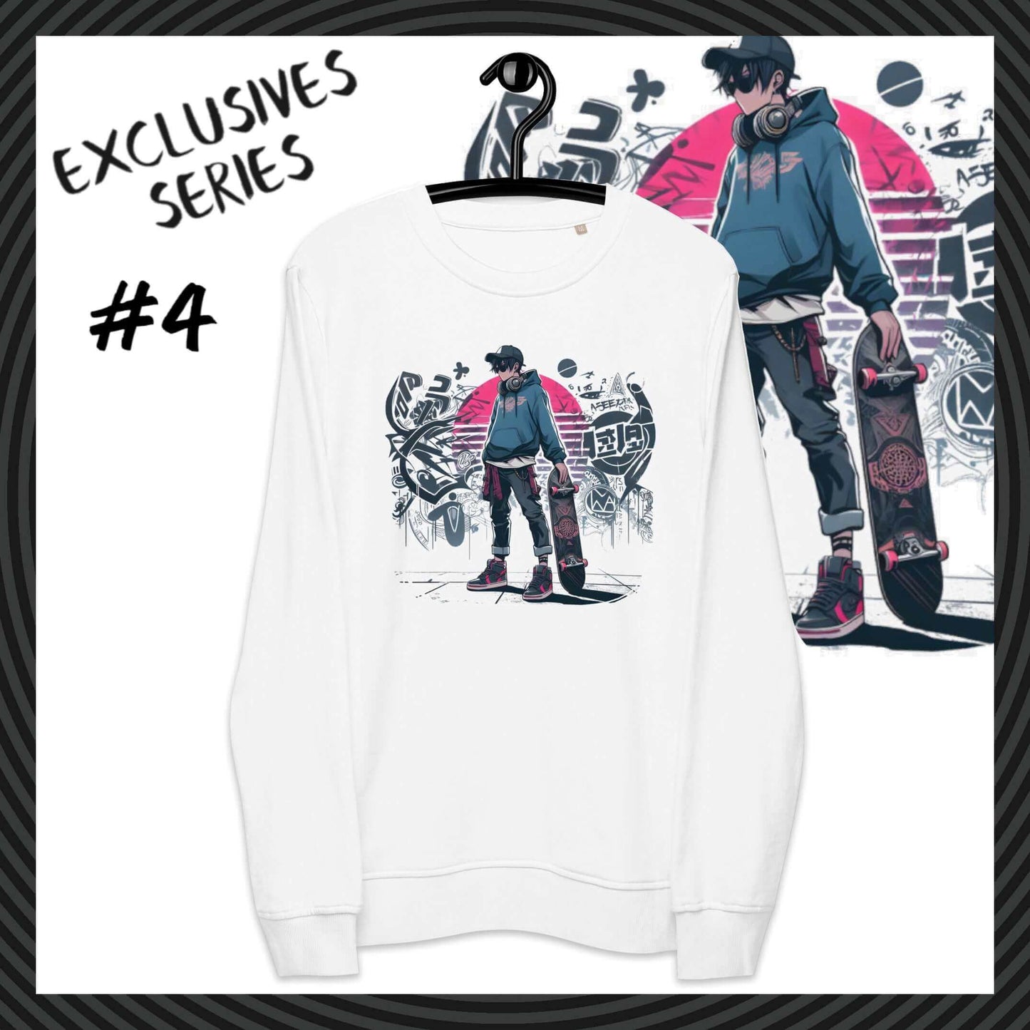 Sudadera Blanca de Hombre - Skater Anime