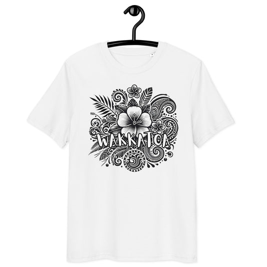 Camiseta Blanca Algodon Organico Hawaiana Flor