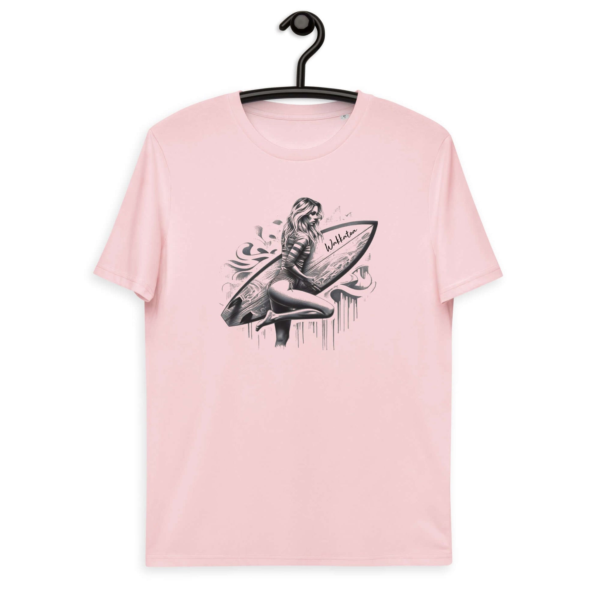 Camiseta Rosa Hombre y Mujer Surfer minimalista